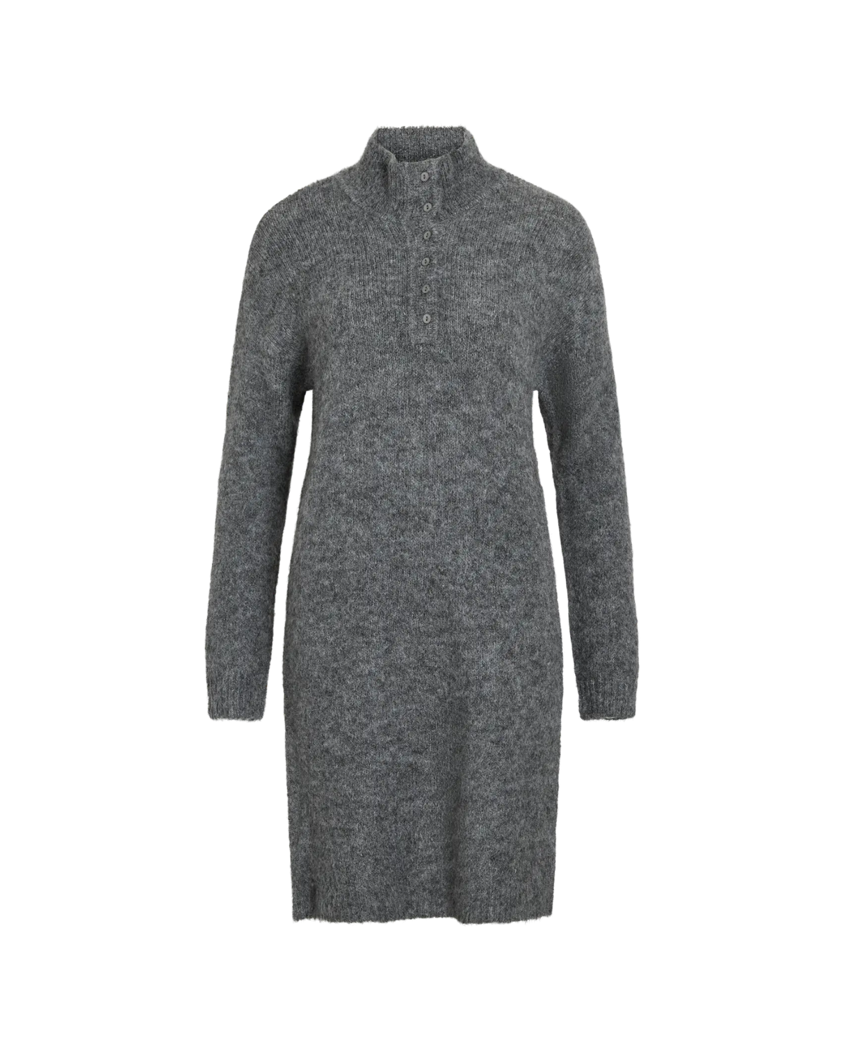 Grå - Dark Grey Melange - Vila - Strikkjole - 14109020