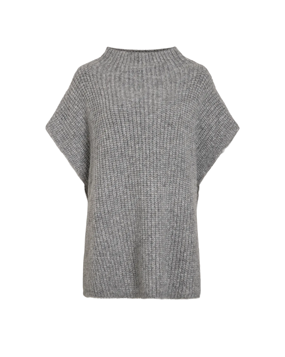 Grå - Light Grey Melange - Vila - Strik poncho - 14109088
