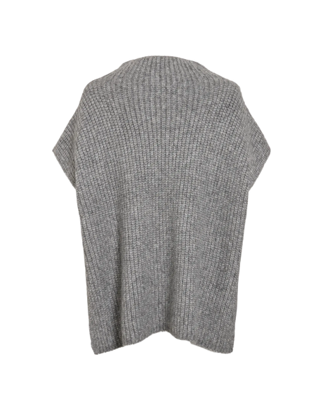 Grå - Light Grey Melange - Vila - Strik poncho - 14109088