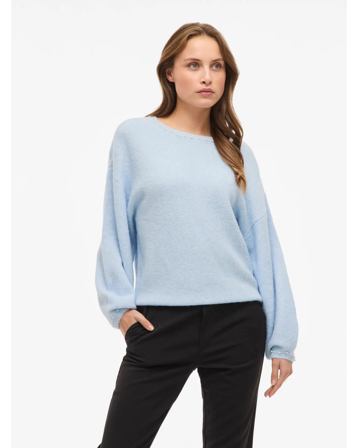 Lyseblå - Winter sky - Vila - Striktrøje - 14114992