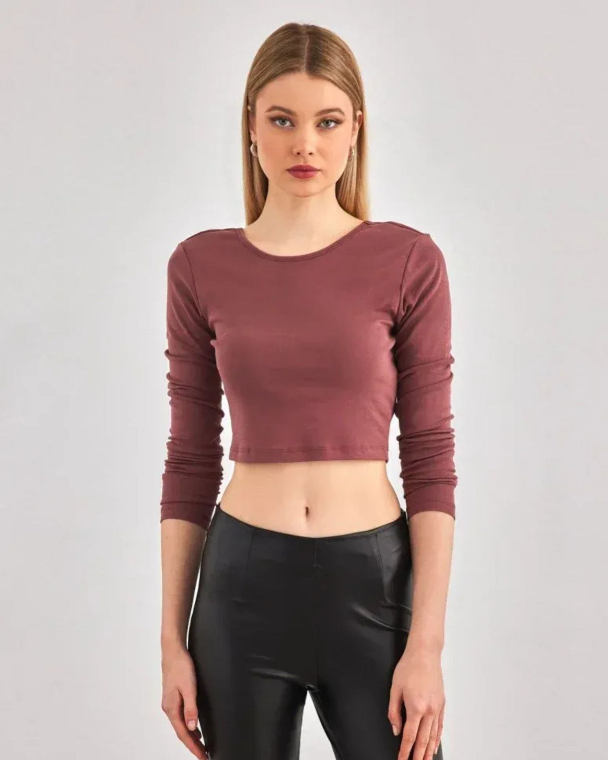 Bordeauxrød - Rose Brown - Only - Crop Top - 15264721
