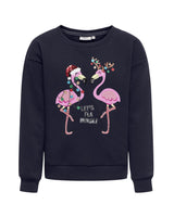 Mørkeblå - Night Sky - Only - Sweatshirt - Flamingoer - 15280285