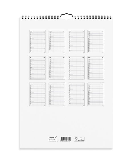 Familiekalender 2026 Black and white 3 kolonner - Fra Mayland