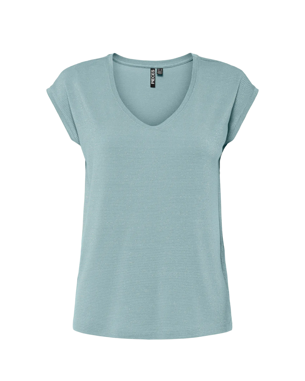 Aqua - Cloud blue -  Pieces - Bluse med guld striber - 17078572