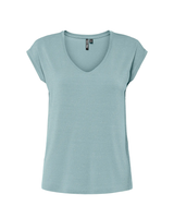 Aqua - Cloud blue -  Pieces - Bluse med guld striber - 17078572