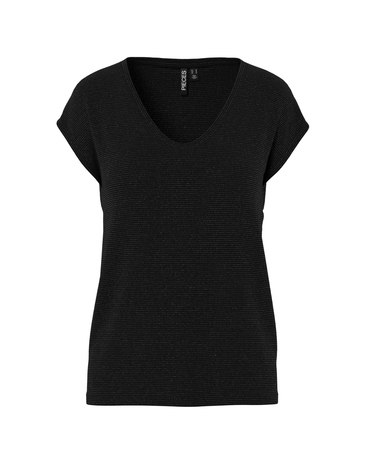 Sort - Black - Pieces - Bluse med guld striber - 17078572