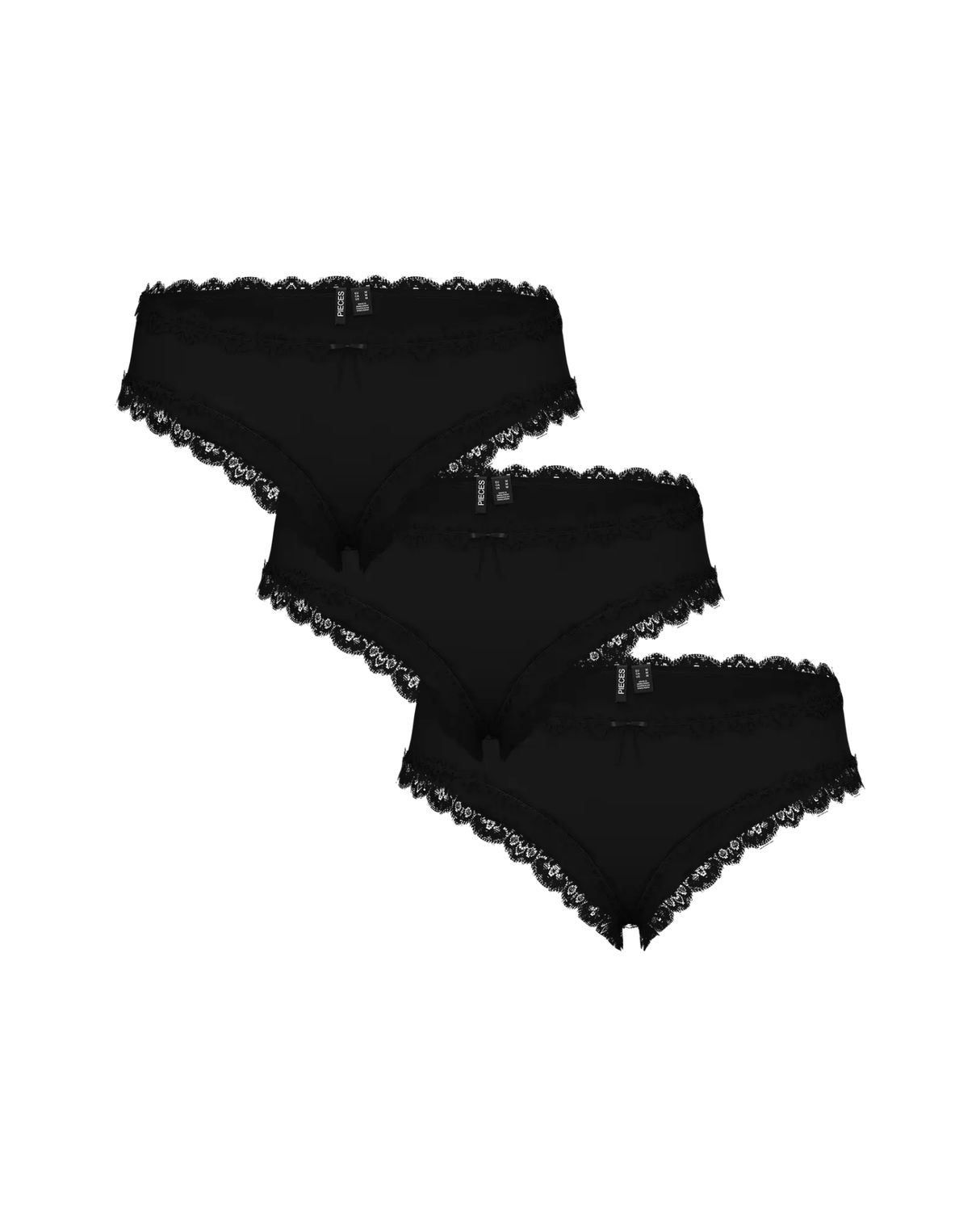 Sorte - Black - PIECES - 3-pack - Low cut Hipsters - 17108468