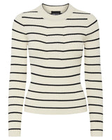 Sort/Birch - Black narrow stripes - PIECES - Strikbluse - 17115047