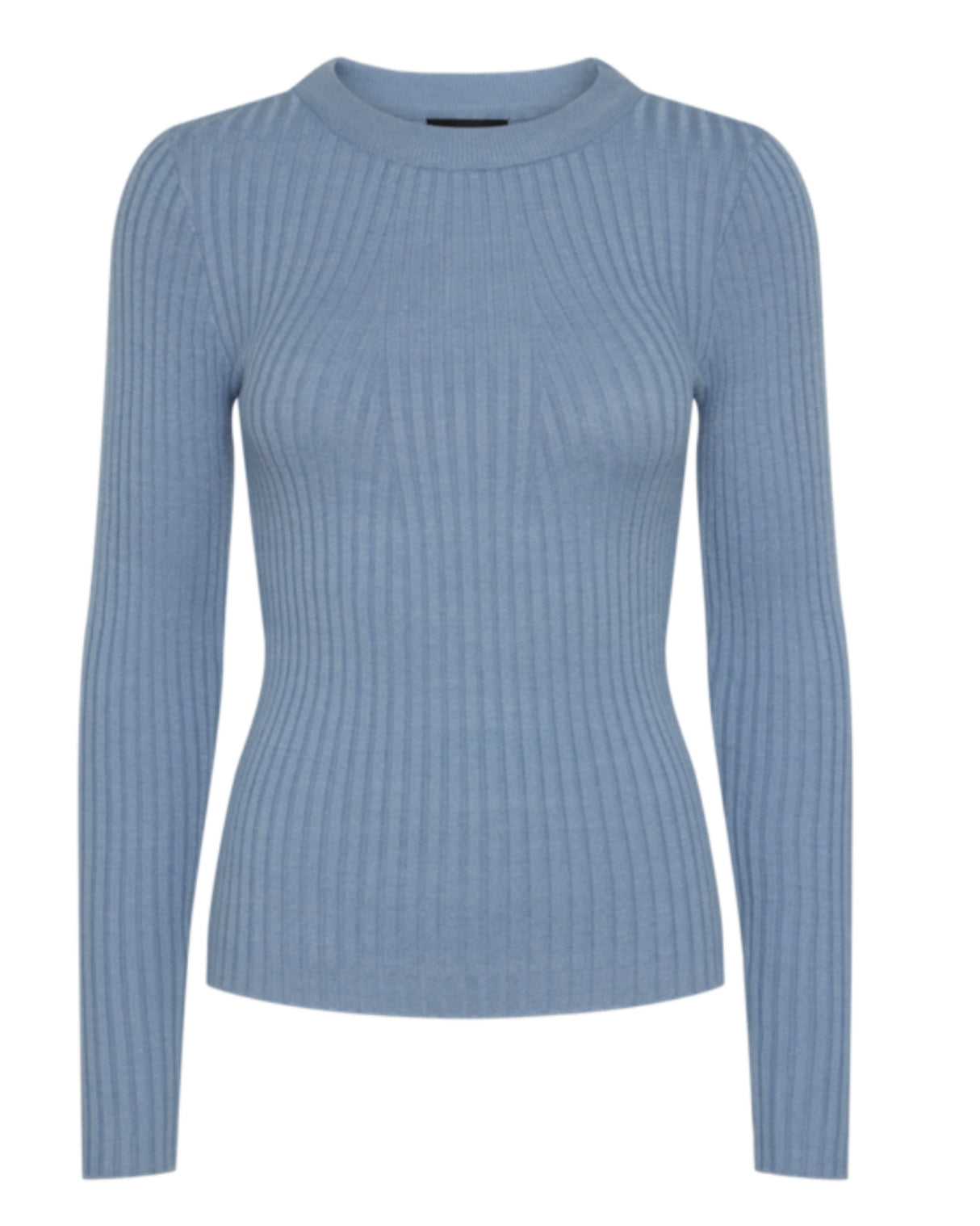 blå - faded denime - PIECES - Rib - langærmet - 17115047