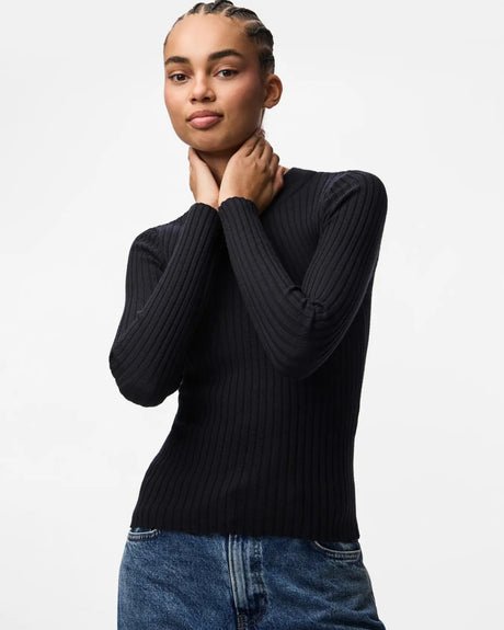 Sort - Black - PIECES - Strikbluse - 17115047