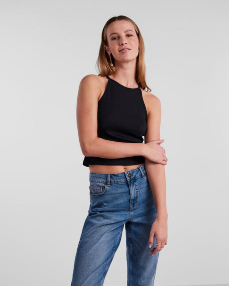 Sort - black - PIECES - rib - top - 17120742