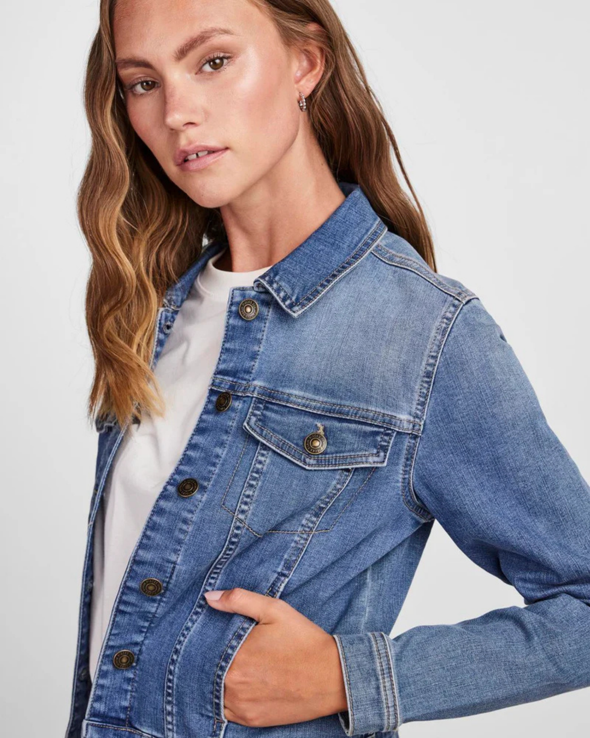 Blå - medium Blue Denim - PIECES - Jakke - 17120937