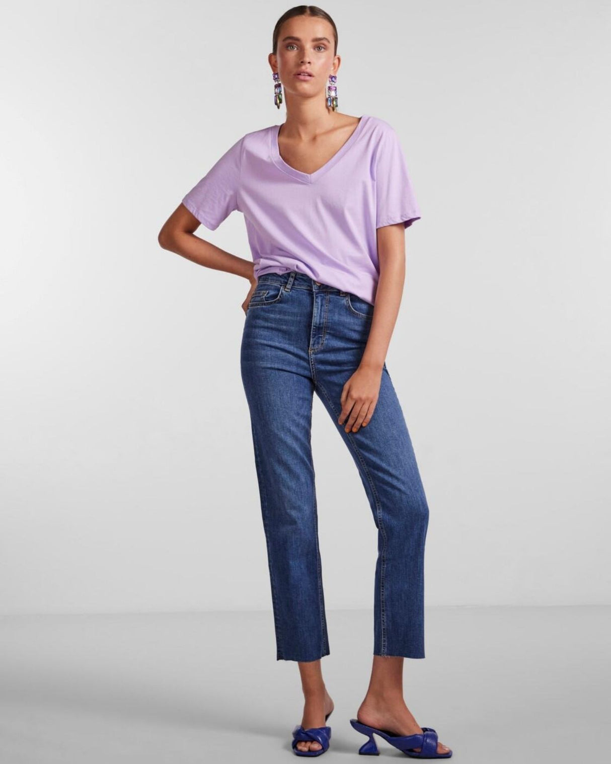Mellemblå denim PIECES stretchy jeans - 17127360