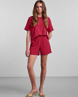 Pink fuchsia PIECES rib short - 17131329