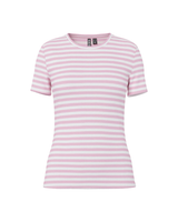 Rosa/hvid - roseate spoonbi / cloud dancer - Pieces - stribe Bluse - 17133839