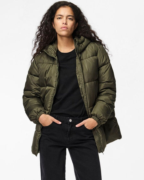 Grøn - Forest Night - PIECES - Puffer - Jakke - 17150938