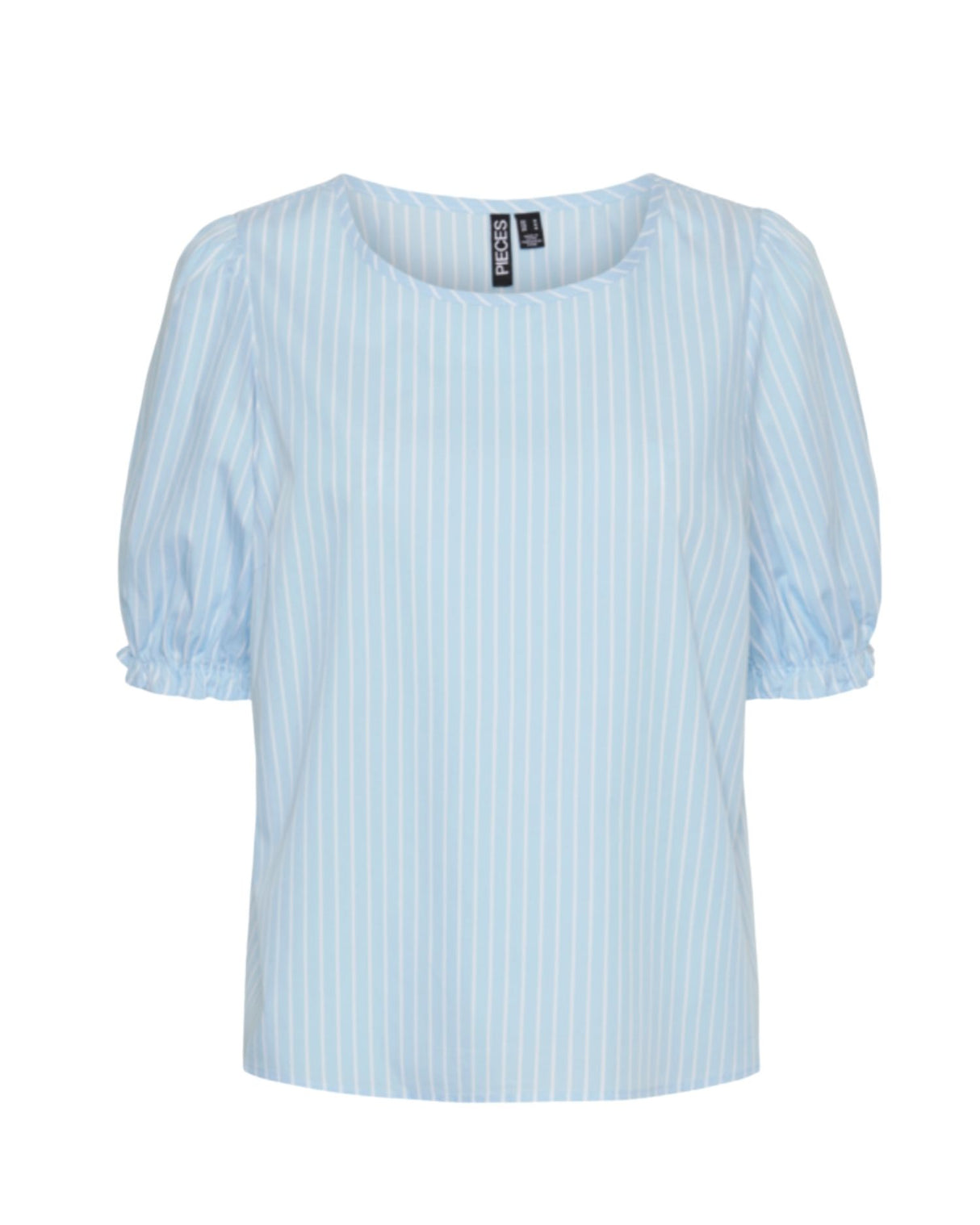 Lyseblå - Airy Blue - pieces - bluse - striber - 17152056