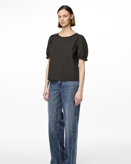 Black - Sort - pieces - bluse - striber - 17152056