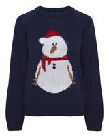 Blå - Marietime blue - PIECES - striktrøje - snemand - 17152984