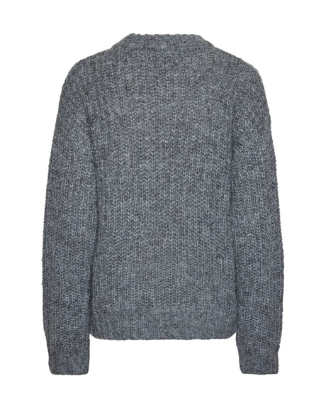 Grå - medium gray melange  - Pieces - strik trøje - 17154371