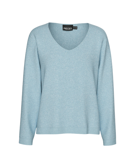 Lyseblå - Cashmere Blue/Melange - Pieces - Striktrøje - 17154974
