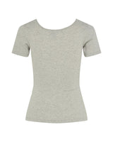 Grå - Light Grey Melange - Silver - Pieces - T-shirt - Rib - Striber - 17154978