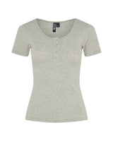 Grå - Light Grey Melange - Silver - Pieces - T-shirt - Rib - Striber - 17154978