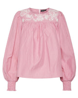 Lyserød - Pink Lemonade - Cloud Dancer - Pieces - Bluse - Striber - 17155667