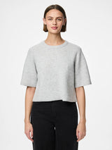 Light Grey Melange Striktrøje fra PIECES - 17158204