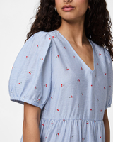 Blå - Lichen Blue - Pieces - Kjole - med kirsebær - 17158859