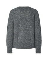 PIECES Medium Grey Melange WHITE CONTRAST Striktrøje - 17158933