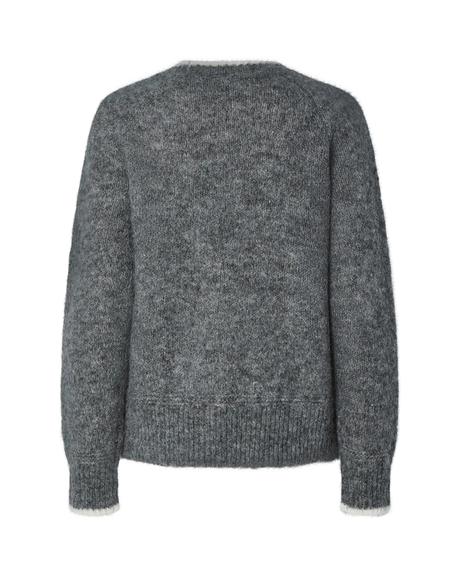 PIECES Medium Grey Melange WHITE CONTRAST Striktrøje - 17158933