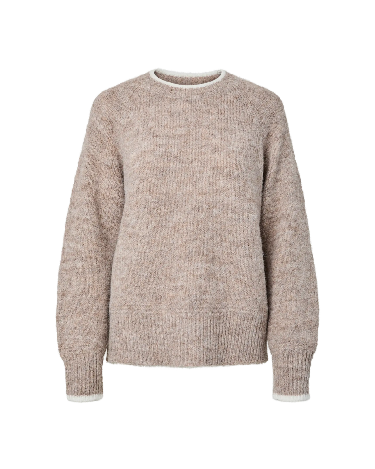 PIECES Greige WHITE CONTRAST Striktrøje - 17158933