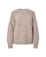 PIECES Greige WHITE CONTRAST Striktrøje - 17158933