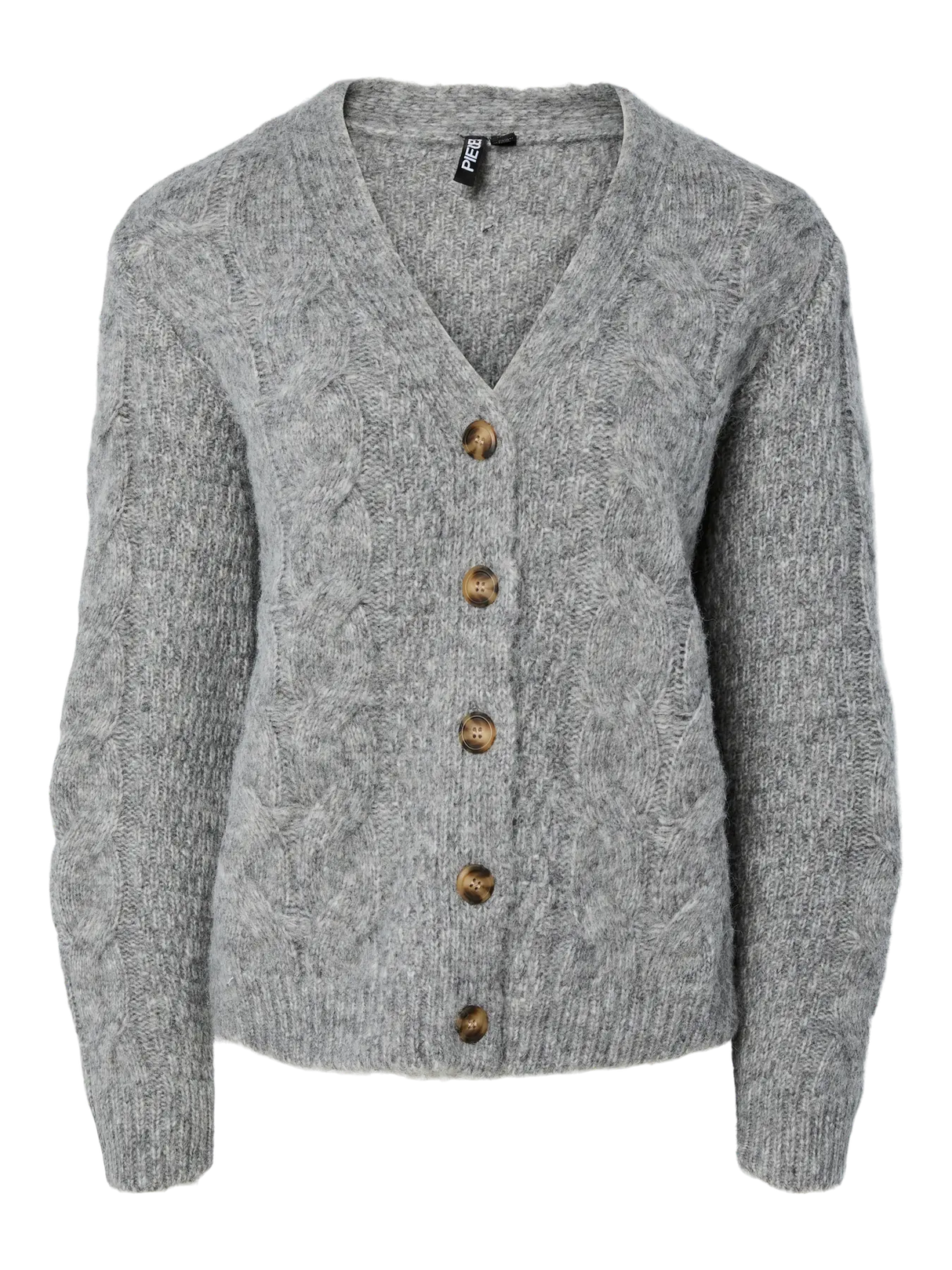 Grå Striktrøje fra PIECES - 17159127