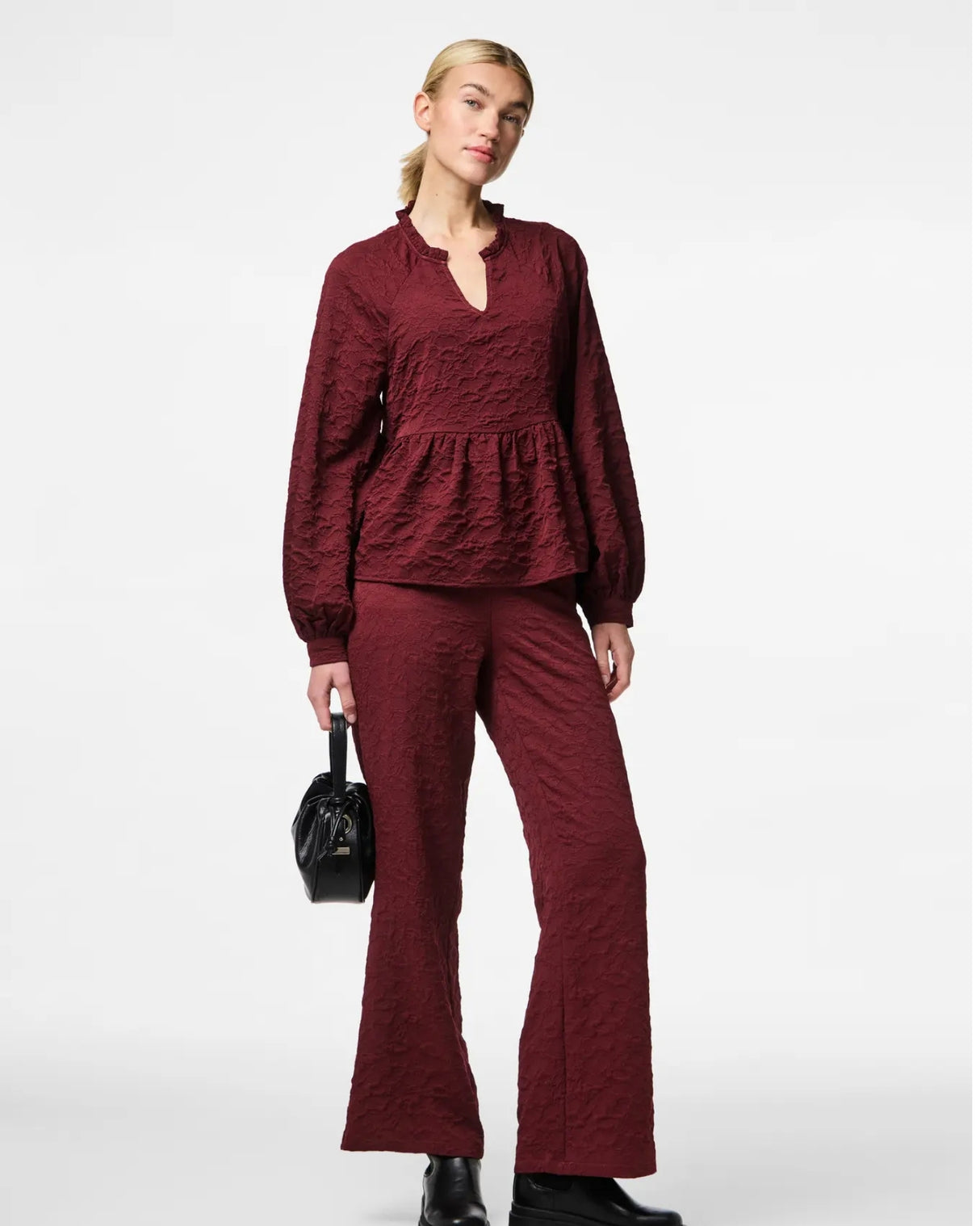 Rød - Tawny Port - Pieces - Bluse - 17160337