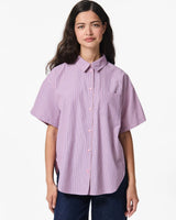 Lyserød - Fuchsia Pink/Blue - Pieces - Skjorte - 17161345