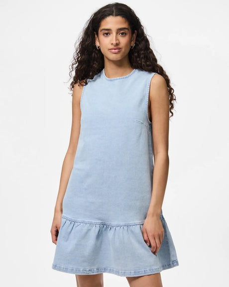 Blå - Light Blue Denim - Pieces - Kjole - 17163967