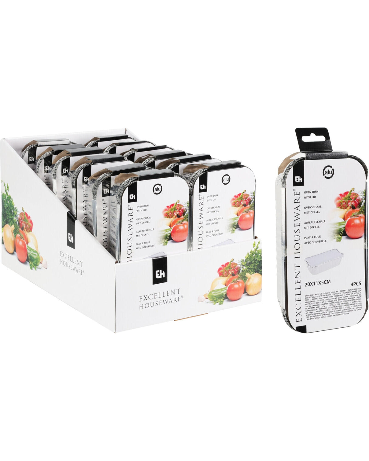 Alu bakker med låg 4 stk