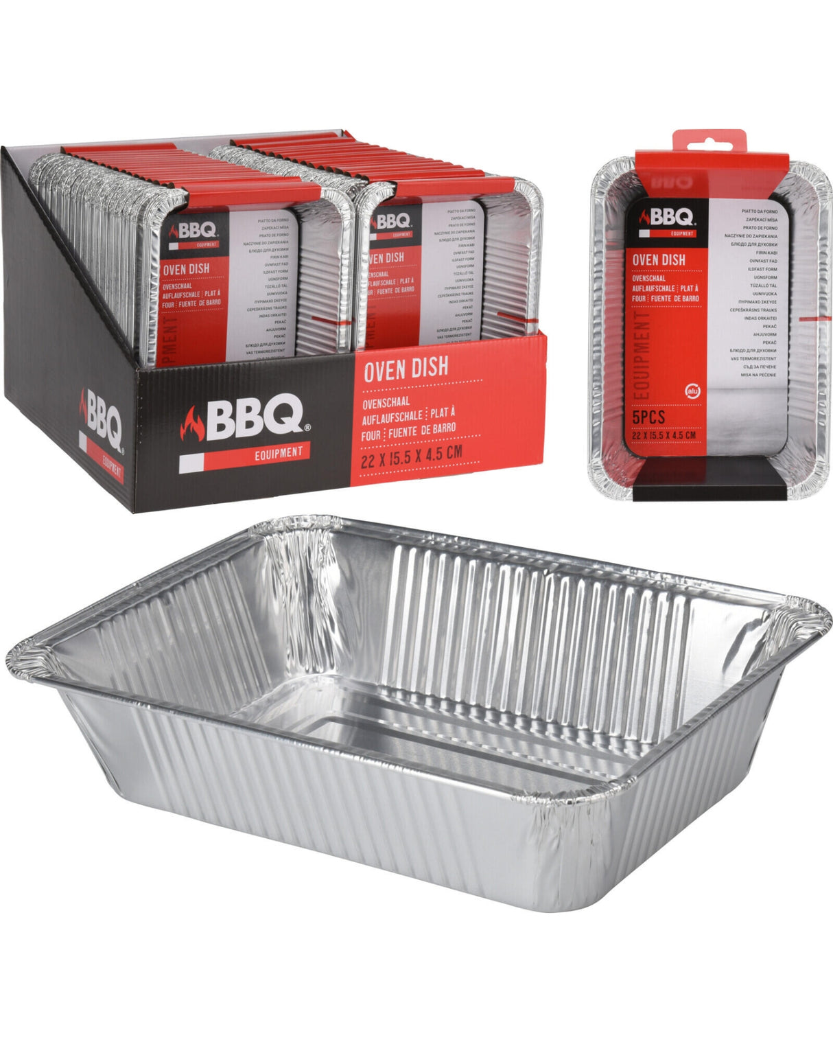 Alubakker 5 stk 22x15,5x4,5cm