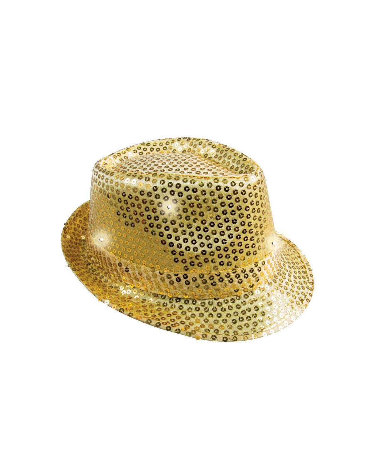 Gold hat with sequins and lights for adults