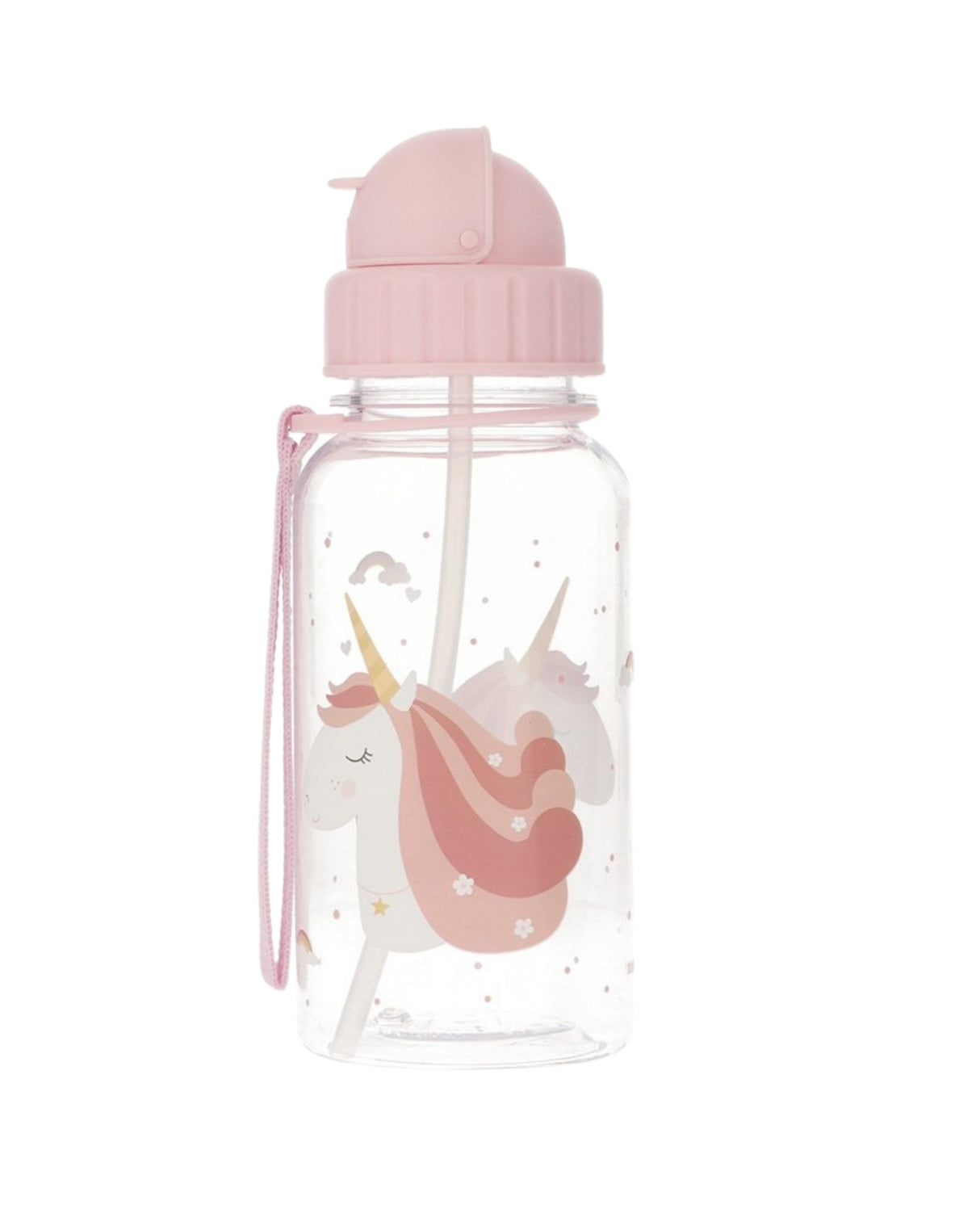 Unicorn drinking bottle with straw