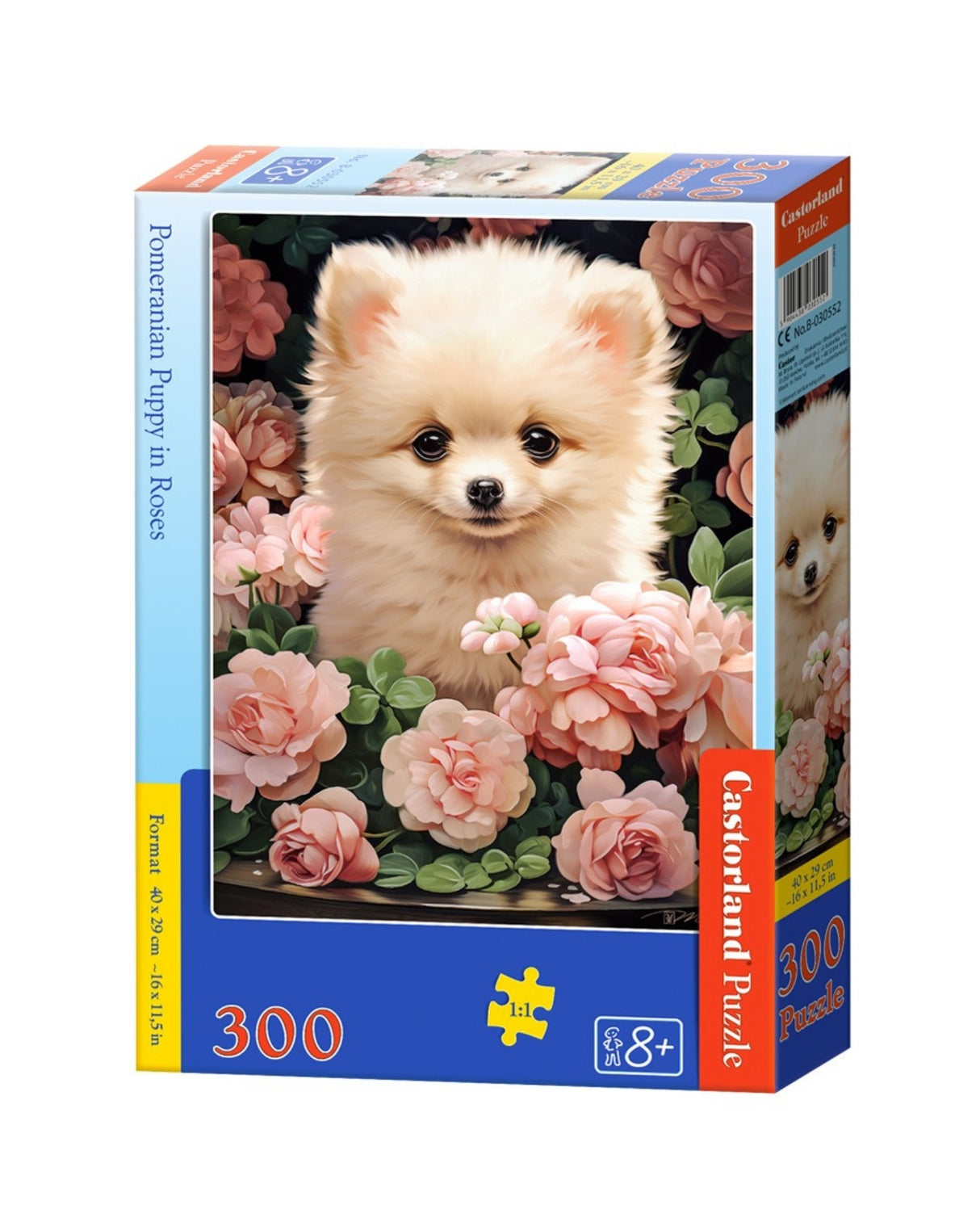 Puslespil med 300 brikker - Pomeranian Hvalp I Roses