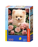 Puslespil med 300 brikker - Pomeranian Hvalp I Roses