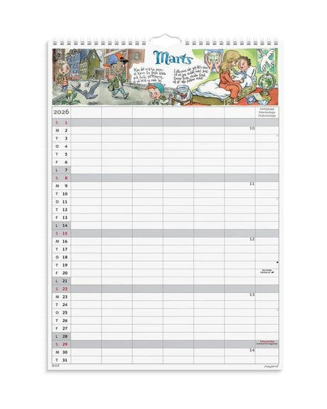 Familiekalender Otto Dickmeiss & Lilja Scherfig 6 kol. A3 2026 - Fra Mayland