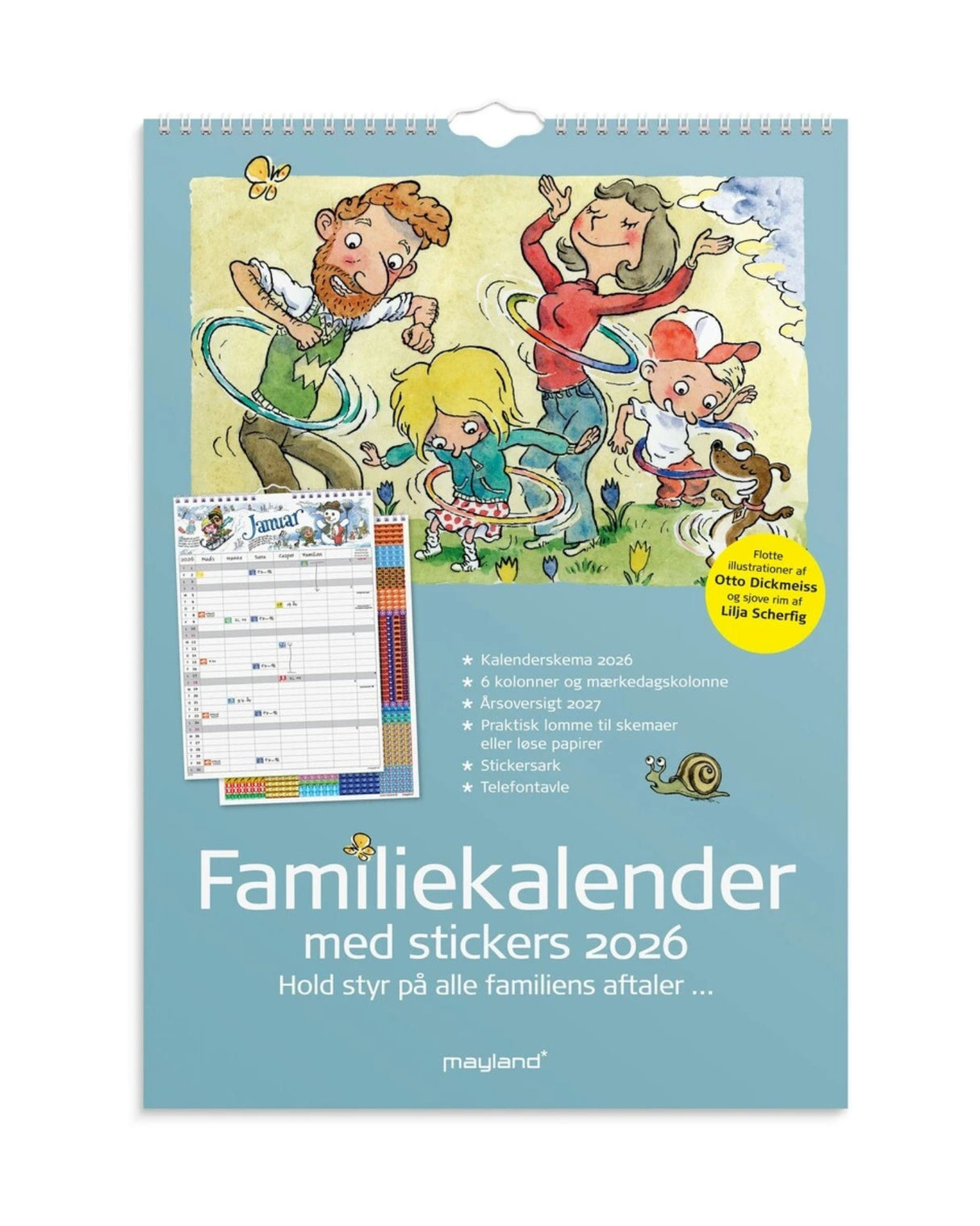 Familiekalender Otto Dickmeiss & Lilja Scherfig 6 kol. A3 2026 - Fra Mayland