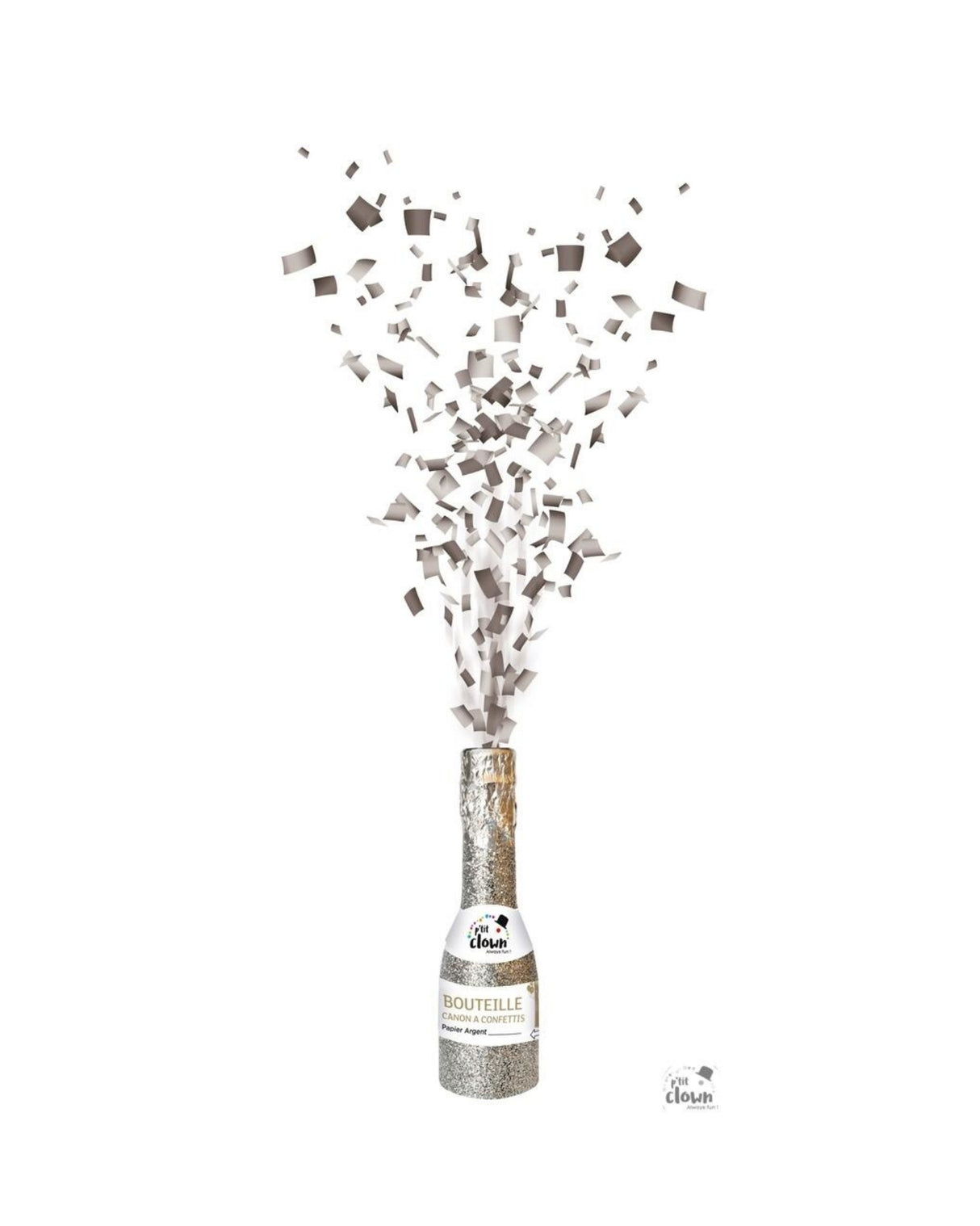 Confetti cannon 16cm champagne - silver paper