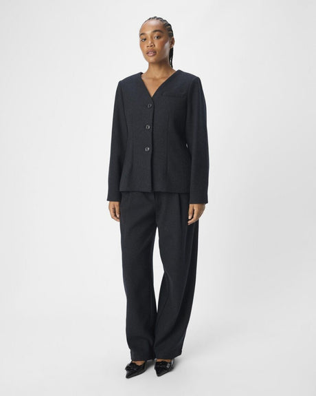 Grå - dark gray melange - Object - bukser - uld - 23045257