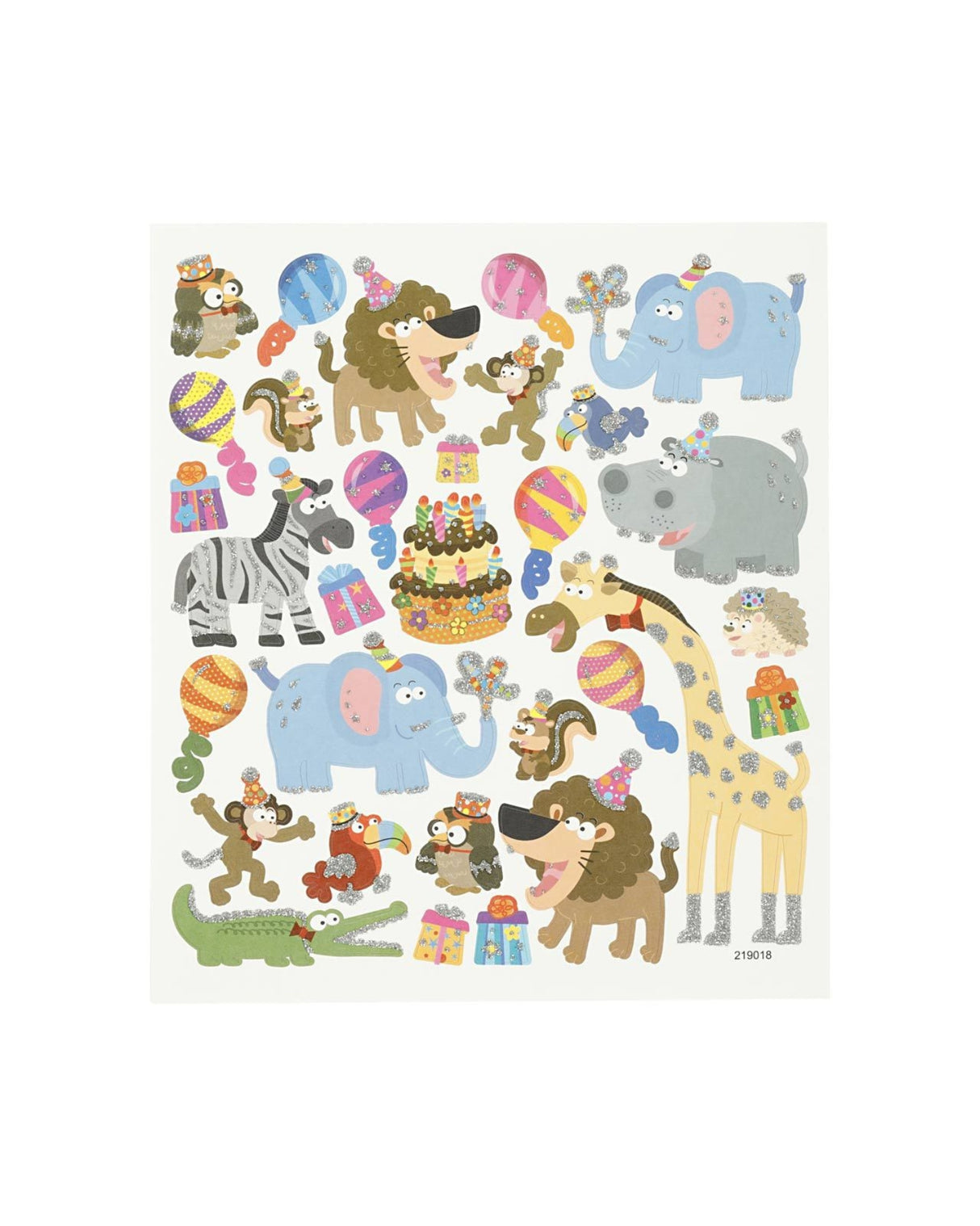 Klistermærker dyrenes fødselsdag, 15x16,5cm - 1 ark
