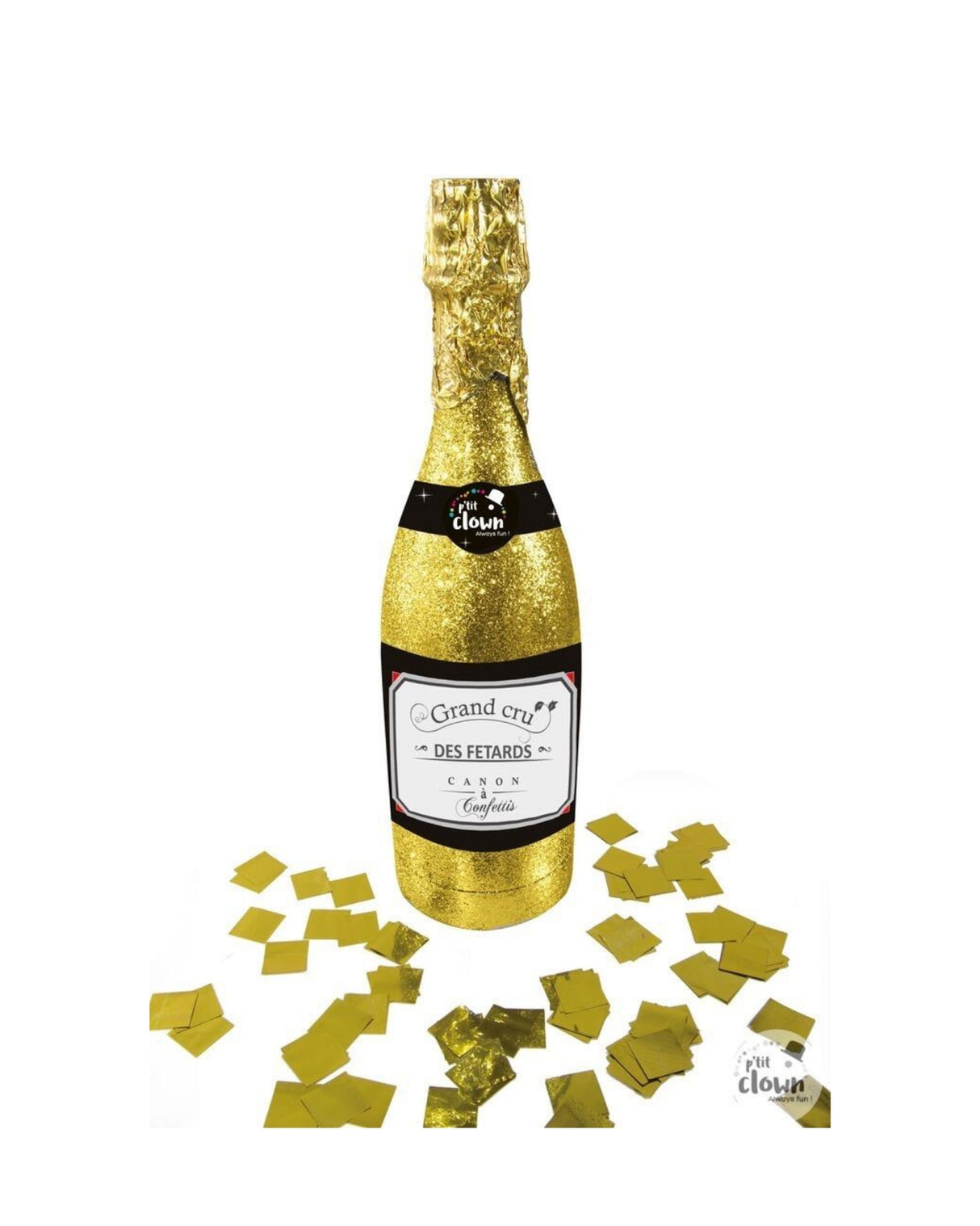 Confetti cannon 32cm champagne - gold paper
